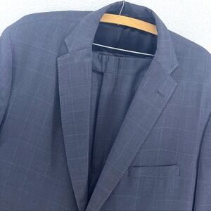 Holland & Sherry Wool Suit 44L Windowpane Bespoke Tailored Luxury Mens